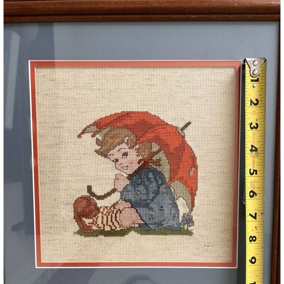 Completed‎ Hummel Counted Cross Stitch Framed Picture Double Matted glass 14x14 - Picture 7 of 8